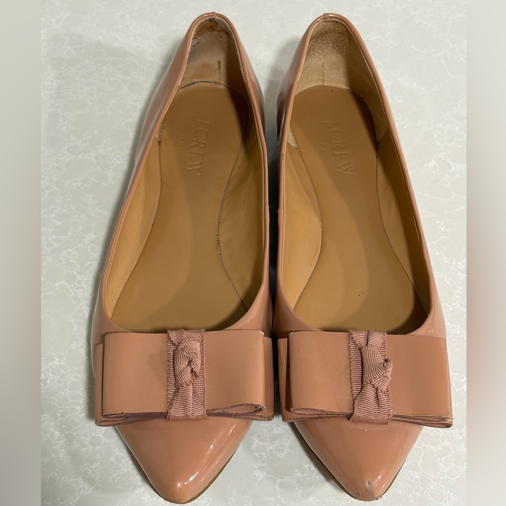 J. Crew Women's Blush Flats with Bow Accent